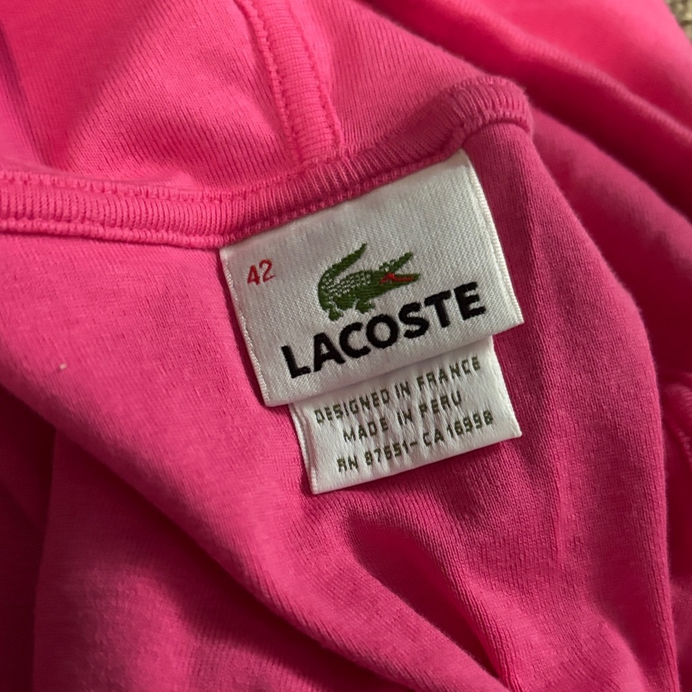Lacoste Women's Vibrant Pink light weight Cardigan size 42 - Picture 2 of 7